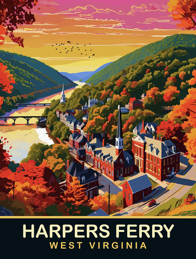 Nature Digital Art - Harpers Ferry, West Virginia by Long Shot