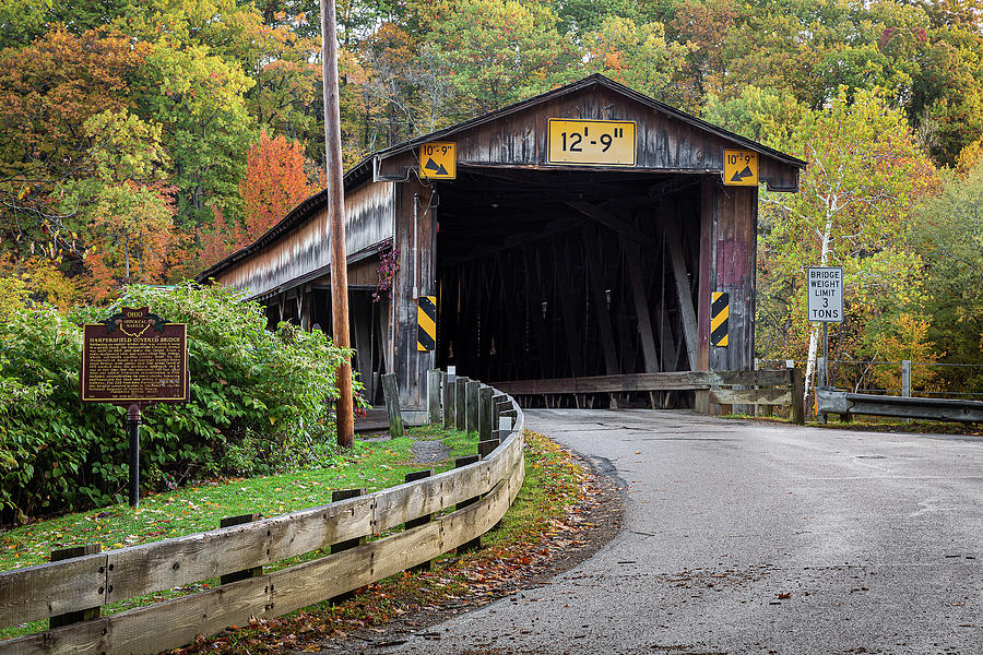 Harpersfield Covered Bridge Photograph by Dale Kincaid