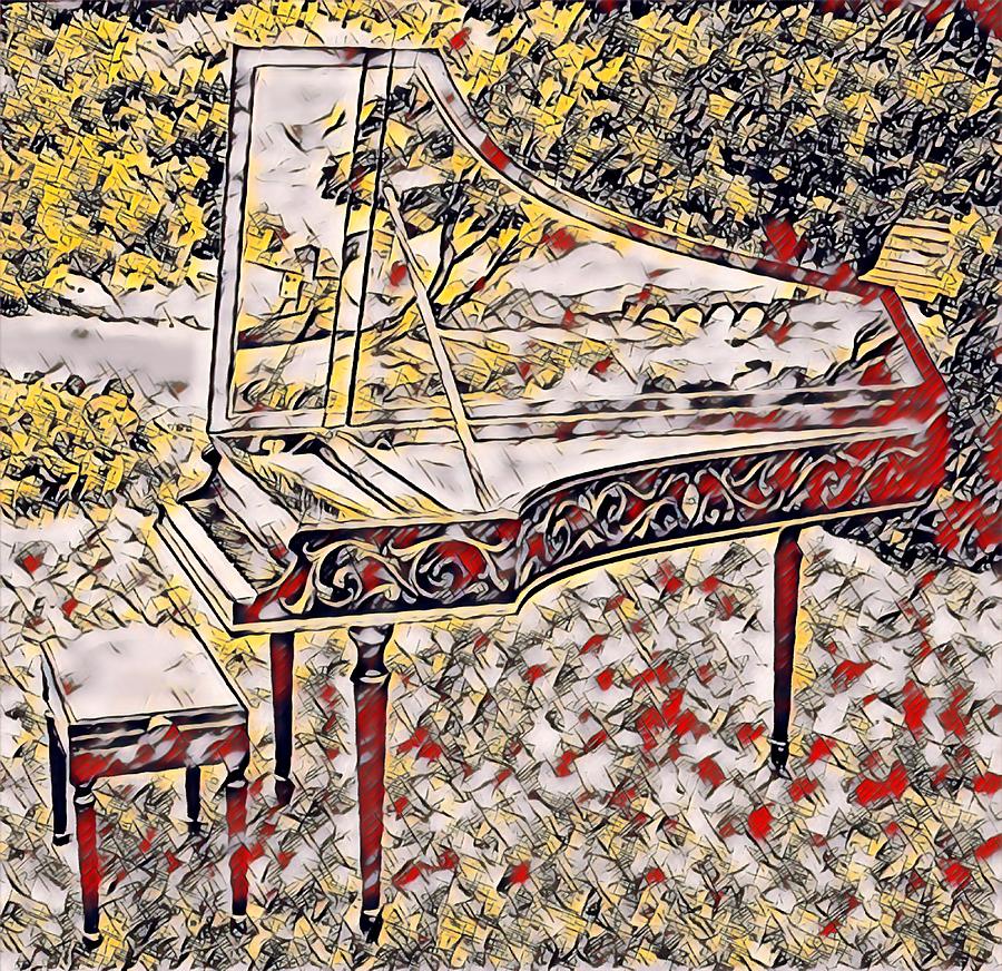 Harpsichord 101 Mixed Media by Bencasso Barnesquiat Harpsichord 101 Mixed Media by Bencasso Barnesquiat
