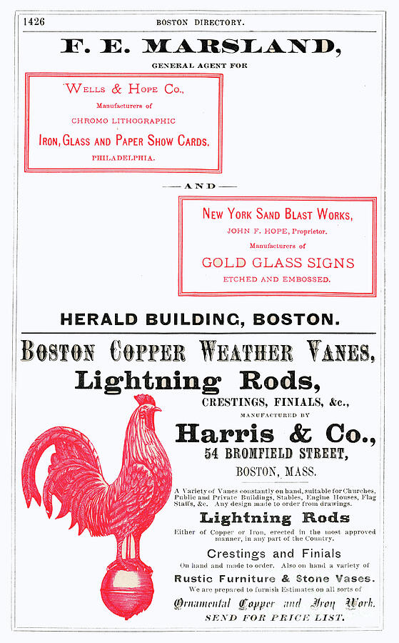 Art Print Boston Copper Weather Vanes, F. E. Marsland Agents Cards Signs Boston Mixed Media by Gary Roberts Art Print Boston Copper Weather Vanes, F. E. Marsland Agents Cards Signs Boston Mixed Media by Gary Roberts