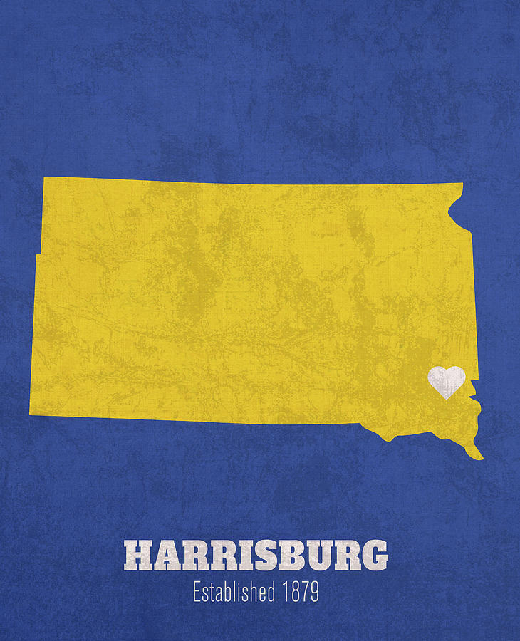 Harrisburg South Dakota City Map Founded 1879 SDSU Color Palette Mixed ...