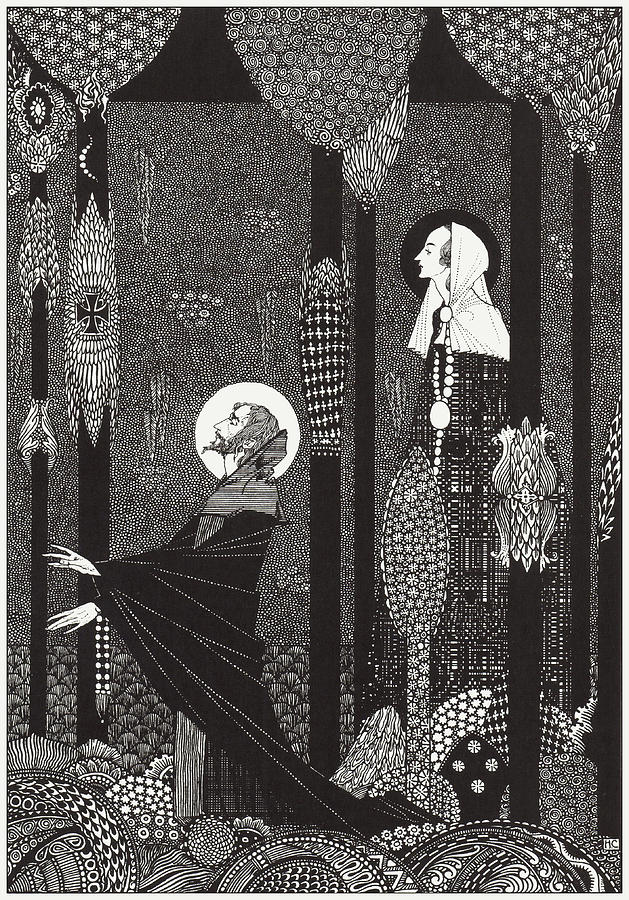 Harry Clarke illustrations for Andersens Fairy Tales 1916 - The Marsh Kings Daughter Drawing by Harry Clarke