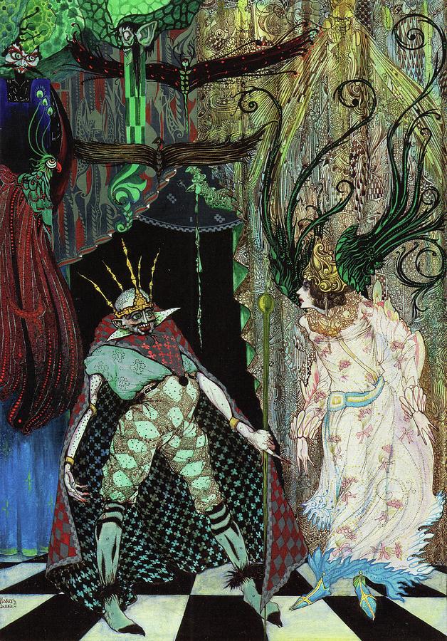 Harry Clarke illustrations for Andersens Fairy Tales 1916 - The Travelling Companion Drawing by Harry Clarke