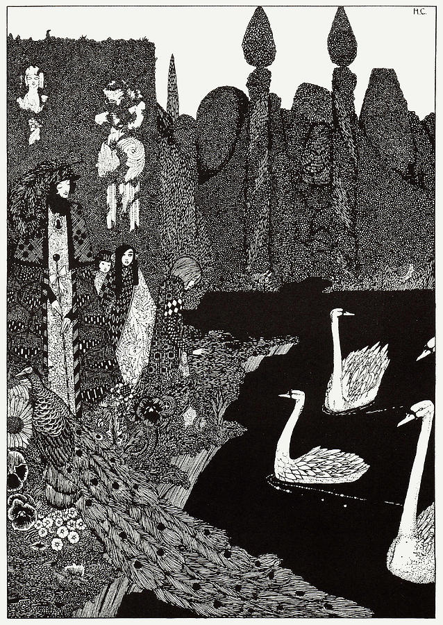 Harry Clarke illustrations for Andersens Fairy Tales 1916 - The Ugly Duckling Drawing by Harry Clarke