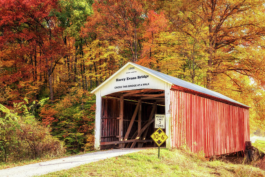 Harry Evans Covered Bridge in Autumn Photograph by Susan Rissi Tregoning