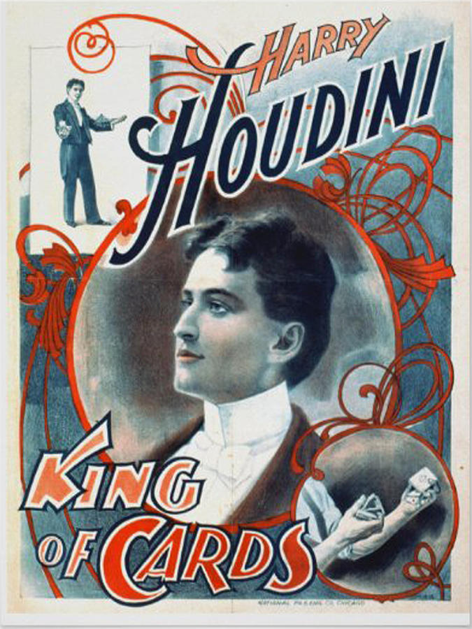 Harry Houdini Magic Magician Escape Artist Poster King Of Cards Painting by Tony Rubino