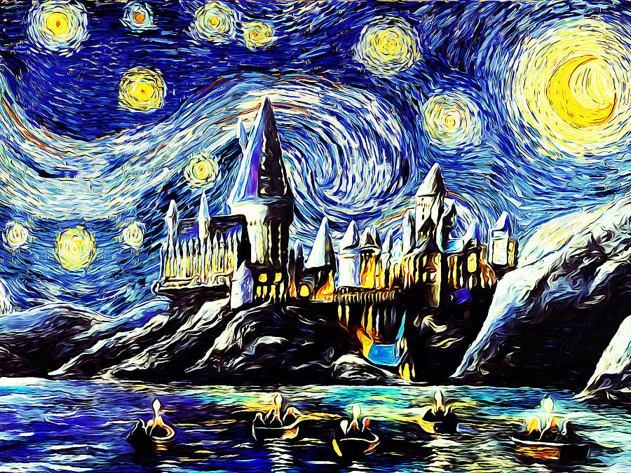 Vincent Van Gogh Digital Art - Harry Poter Castle Hogwarts by Linyan Chen