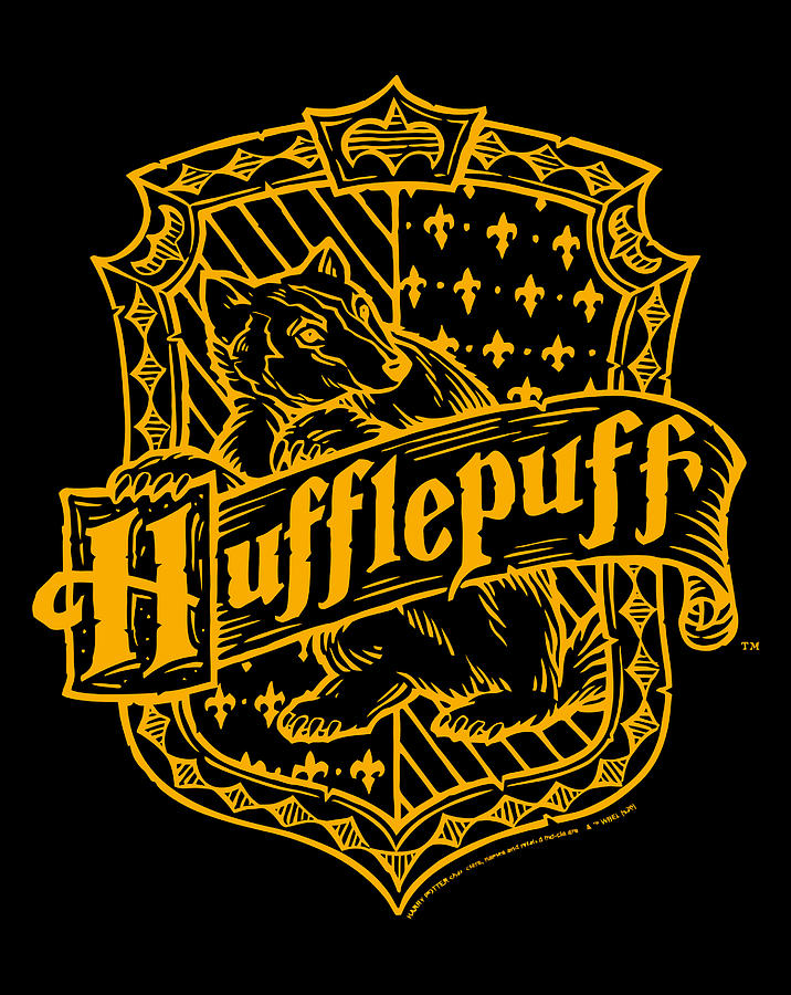 Harry Potter Hufflepuff Dark Detailed Crest Drawing by Grace Hunter