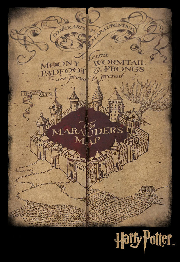 Harry Potter - Marauders Map Interior Words. Digital Art by Sarah ...