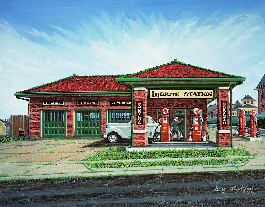 Harry Trumans Favorite Gas Station Painting by George Lightfoot