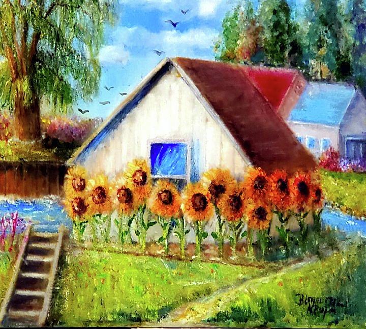Harsens Island Cottage Painting by Bernadette Krupa