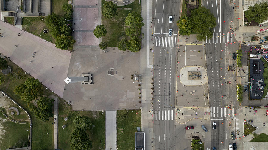 Hart Plaza Detroit Aerial  Photograph by John McGraw