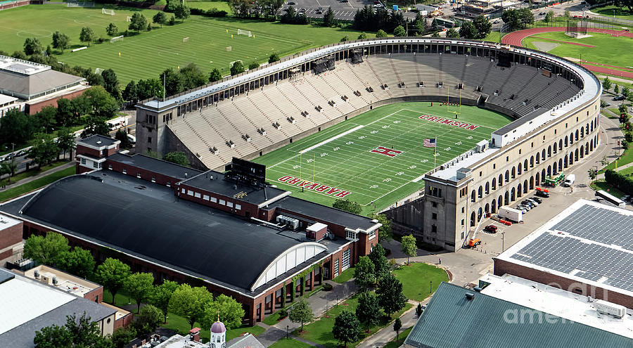 Sports Photograph - Harvard Stadium Aerial at Harvard University by David Oppenheimer
