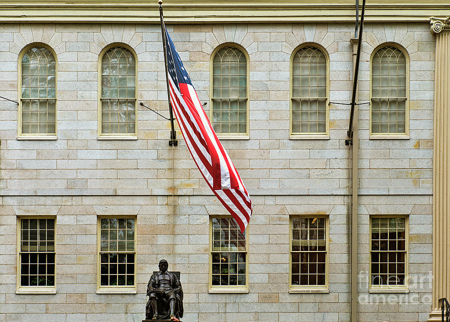 Harvard University Hall And John Harvard Monument Photograph