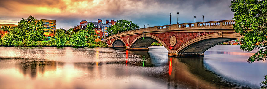 Harvards Weeks Footbridge Over The Charles River Panorama Photograph by Gregory Ballos