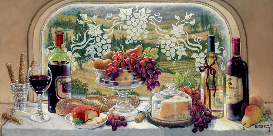Wine Painting - Harvest Celebration II by Janet Kruskamp