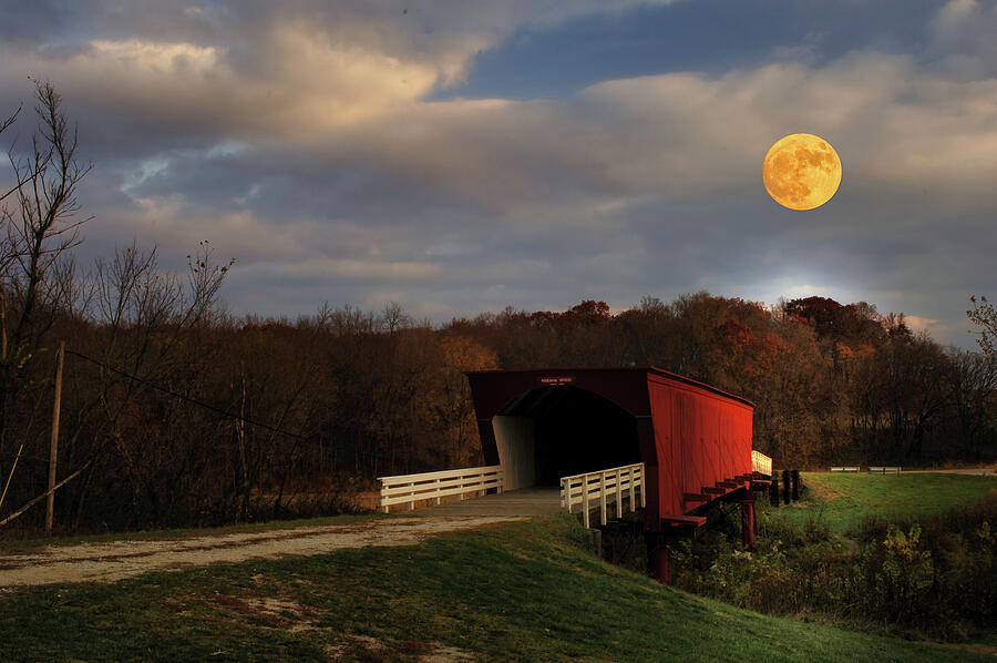 Harvest Moon Roseman Bridge Photograph by Randall Branham