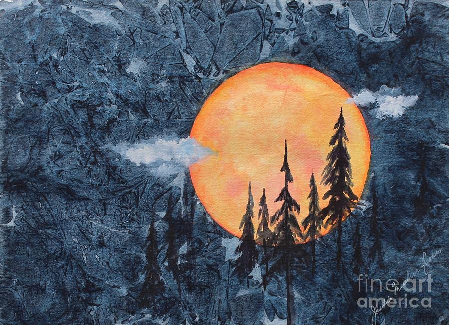 Harvest Moon - The Forest Painting by Jackie Mueller-Jones