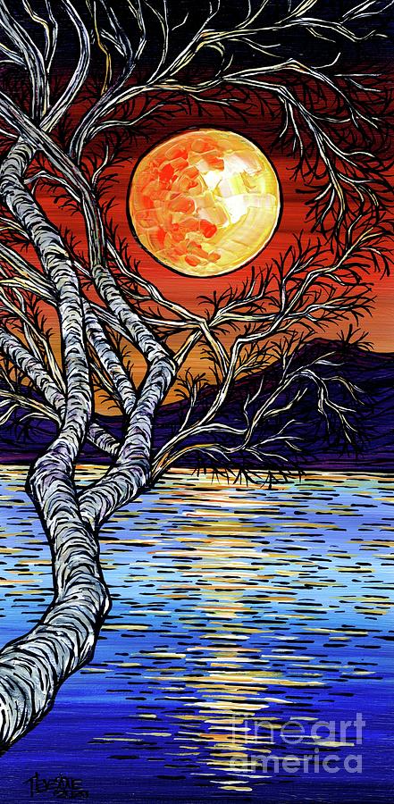 Harvest Moon Tranquility Painting by Tracy Levesque