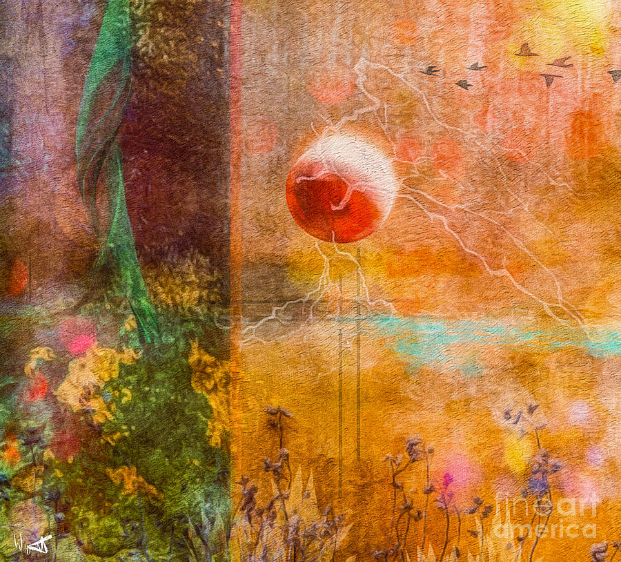Abstract Digital Art - Harvest Moon by William Wyckoff