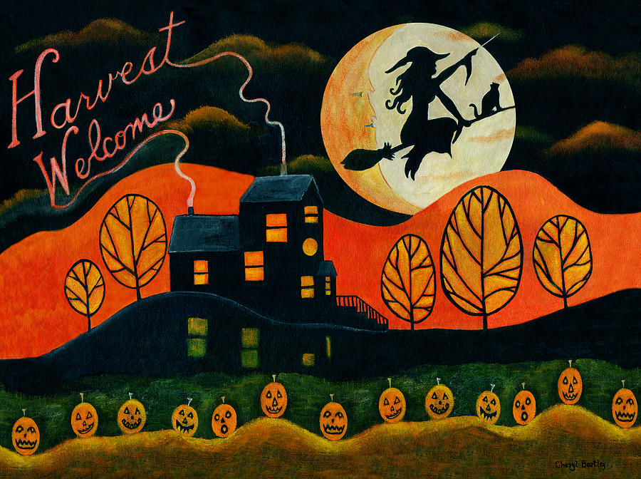 Harvest Moon Witch Painting by Cheryl Bartley | Pixels