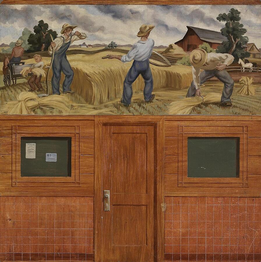 Harvest mural study Alma Michigan Post Office Painting by JoeCox Fine