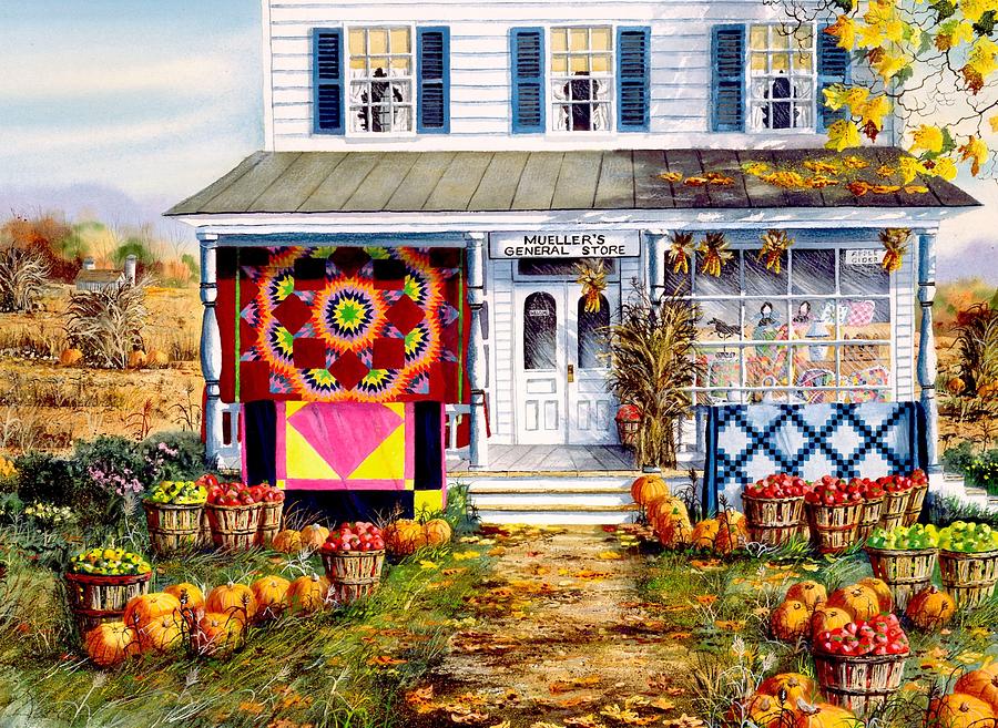 Harvest Quilts Painting by Diane Phalen