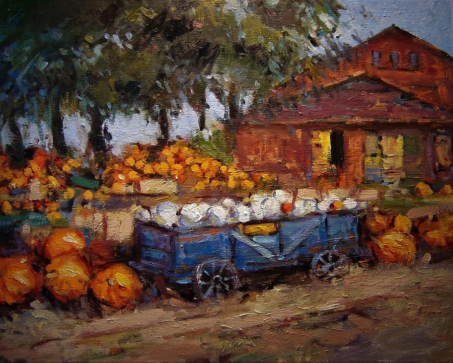 Fall Painting - Harvest time at the Avila Barn by R W Goetting