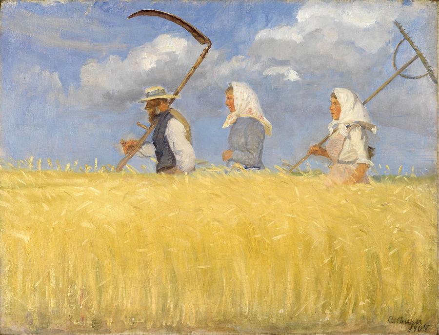 Summer Drawing - Harvesters #1 by Anna Ancher