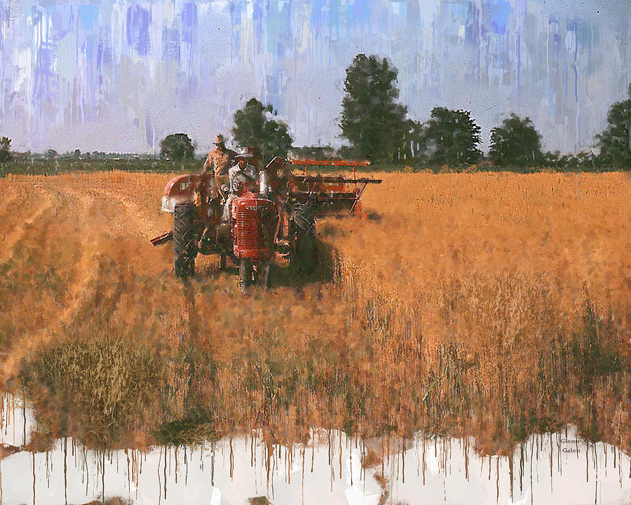 Harvesting the Oats In the 1940s Painting by Glenn Galen