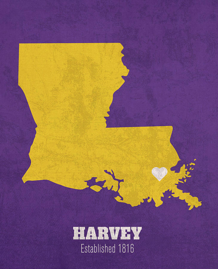 Harvey Louisiana City Map Founded 1816 Louisiana State University Color ...