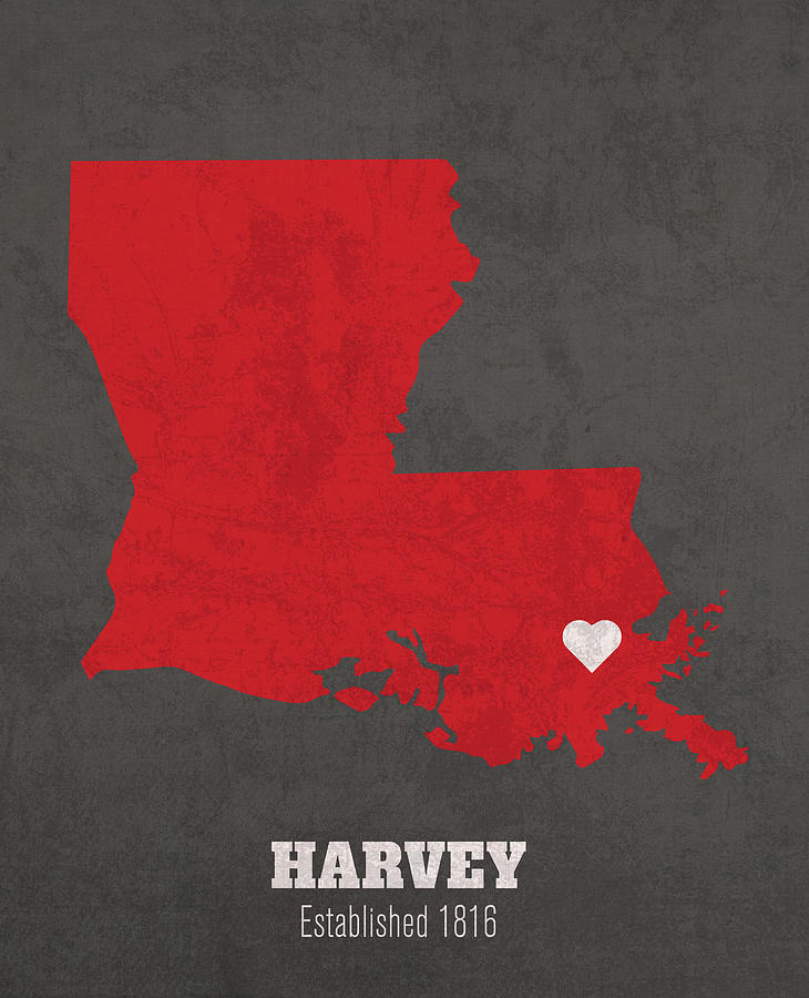 Harvey Louisiana City Map Founded 1816 University Of Louisiana At Lafayette Color Palette Mixed Media