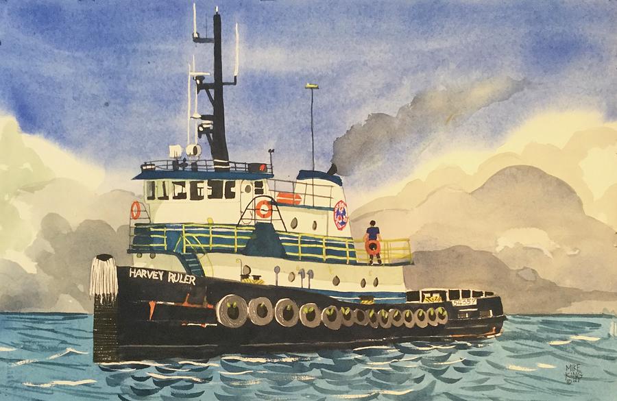 Harvey Ruler Tampa Bay Tugboat Painting by Mike King