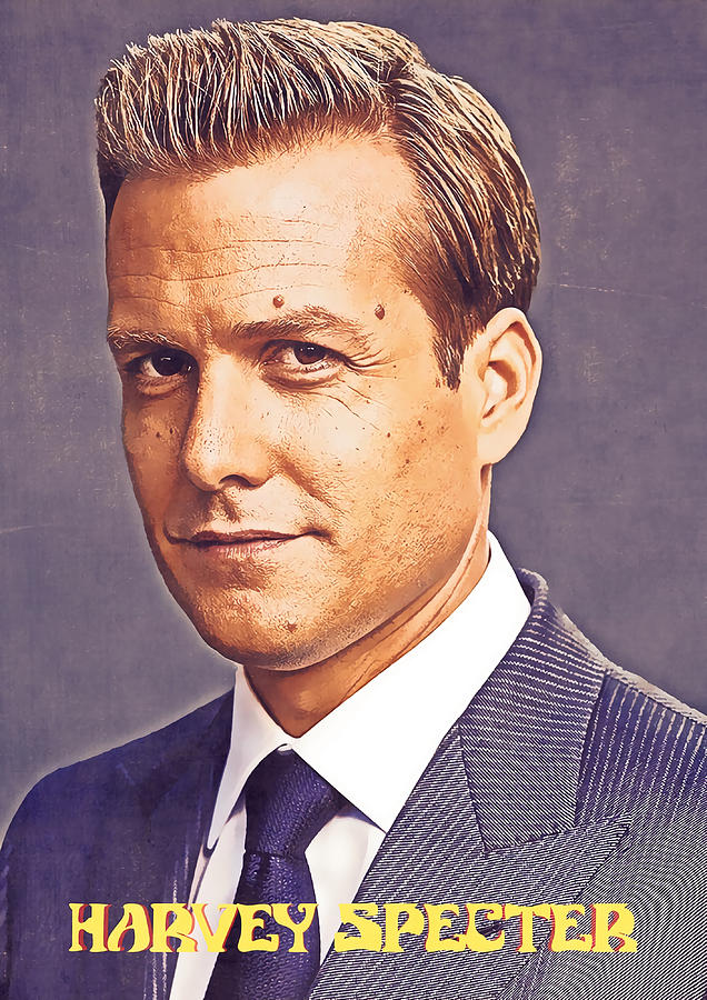 Harvey Specter Retro Portrait Poster blue Painting by Alex Mohammed ...