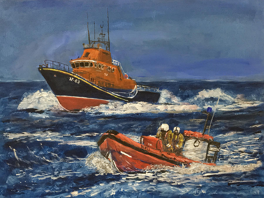 Harwich lifeboats on exercise Painting by David Grant - Fine Art America