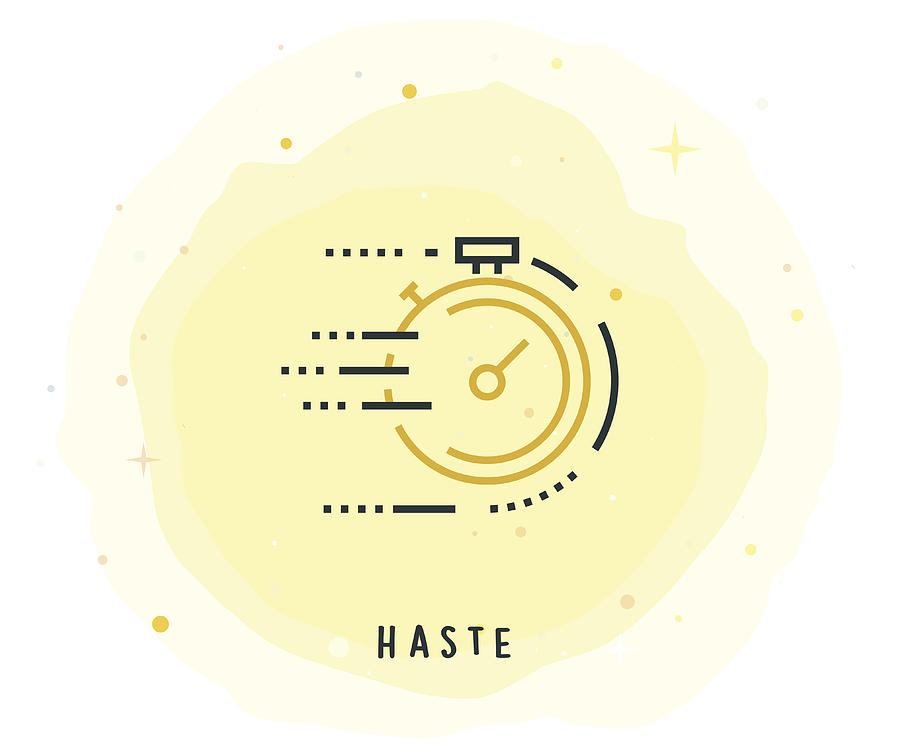 Haste Icon with Watercolor Patch Drawing by Enis Aksoy