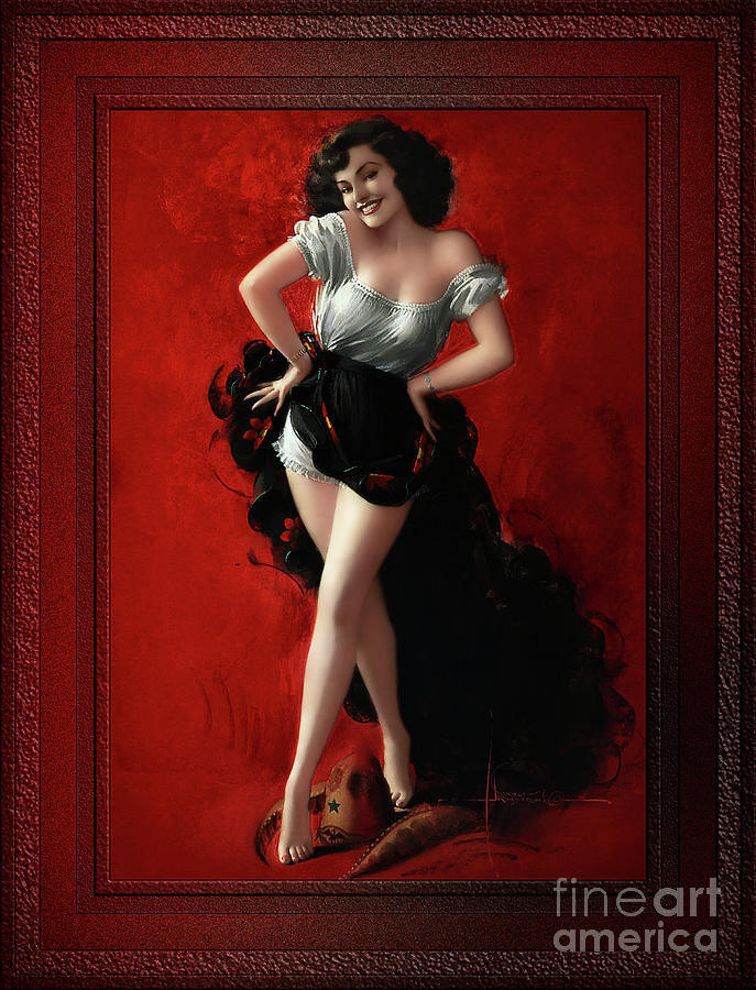 Hat Dance by Rolf Armstrong Remastered Vintage Art Xzendor7 Old Masters Reproductions Painting by Rolando Burbon