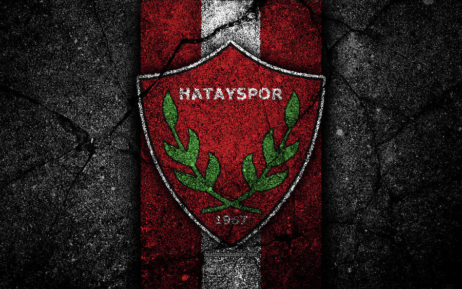 Hatayspor FC 4k logo football Turkish Lig black stone Turkey soccer ...