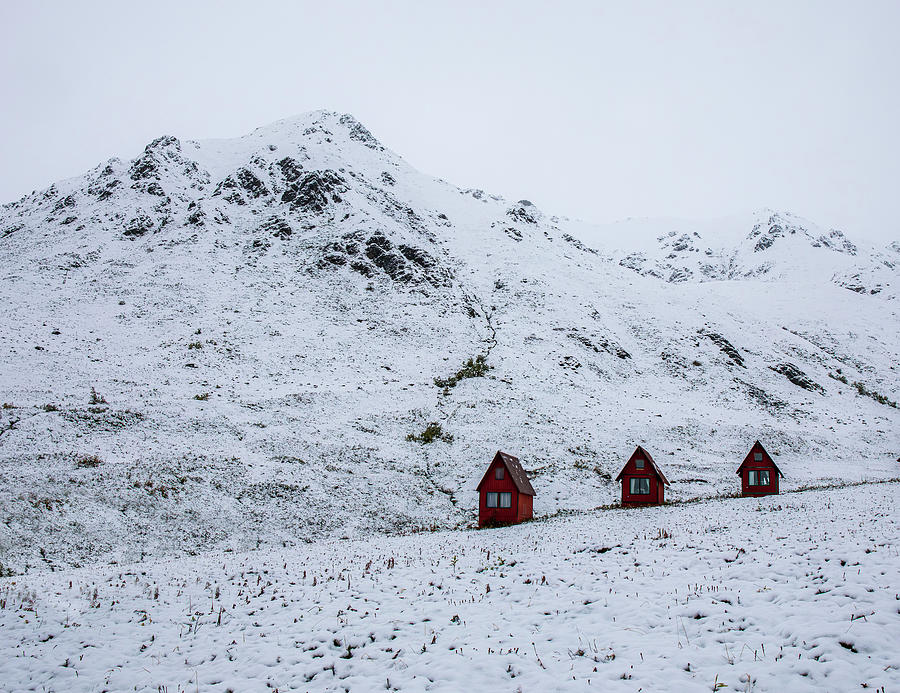 Hatcher Pass Cabins In Snow Photograph