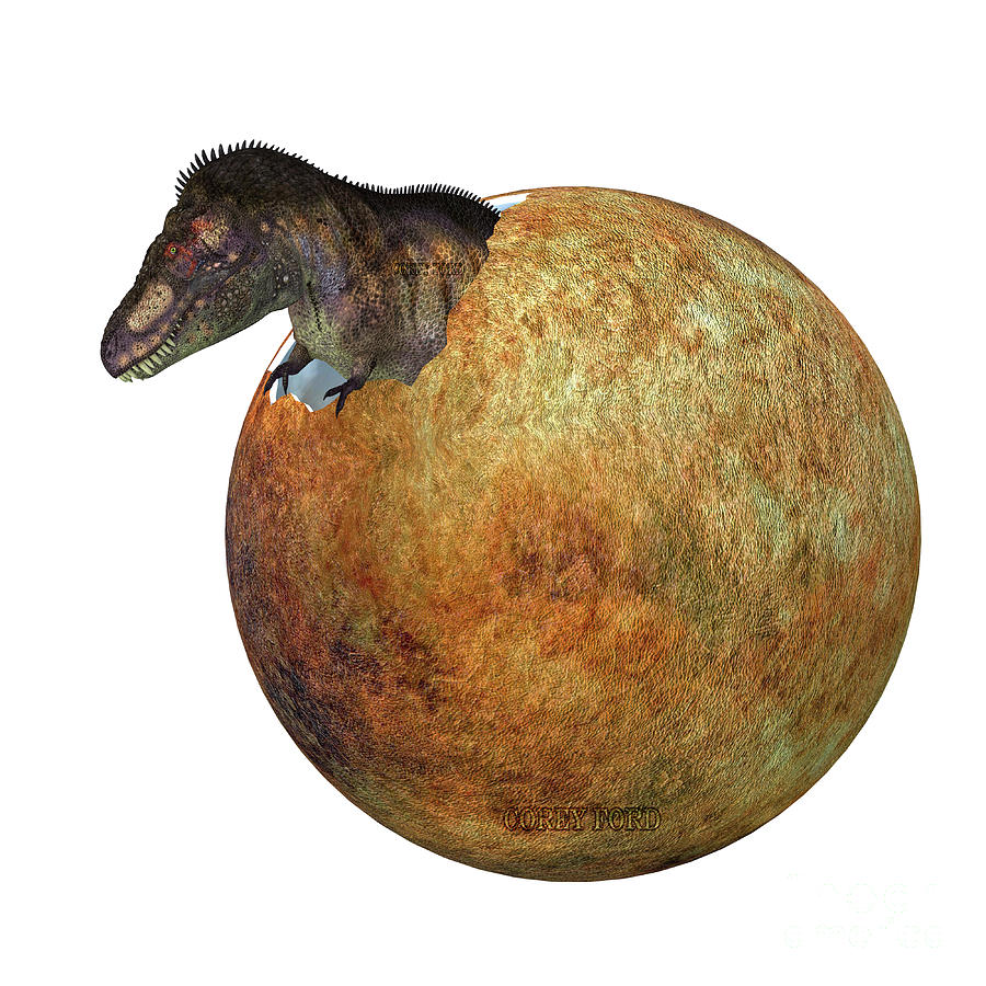 Hatching T-rex Egg Digital Art by Corey Ford