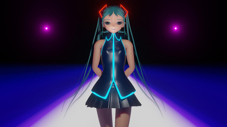 Hatsune Miku Blender Purple Light Digital Art by Hunor Santa - Pixels