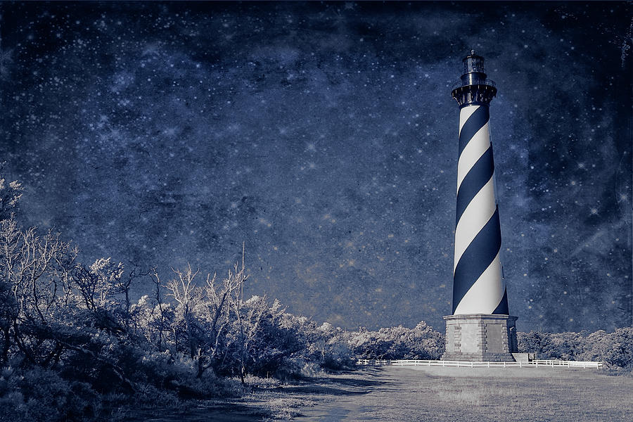 Hatteras Lighthouse Under the Stars fx Digital Art by Dan Carmichael