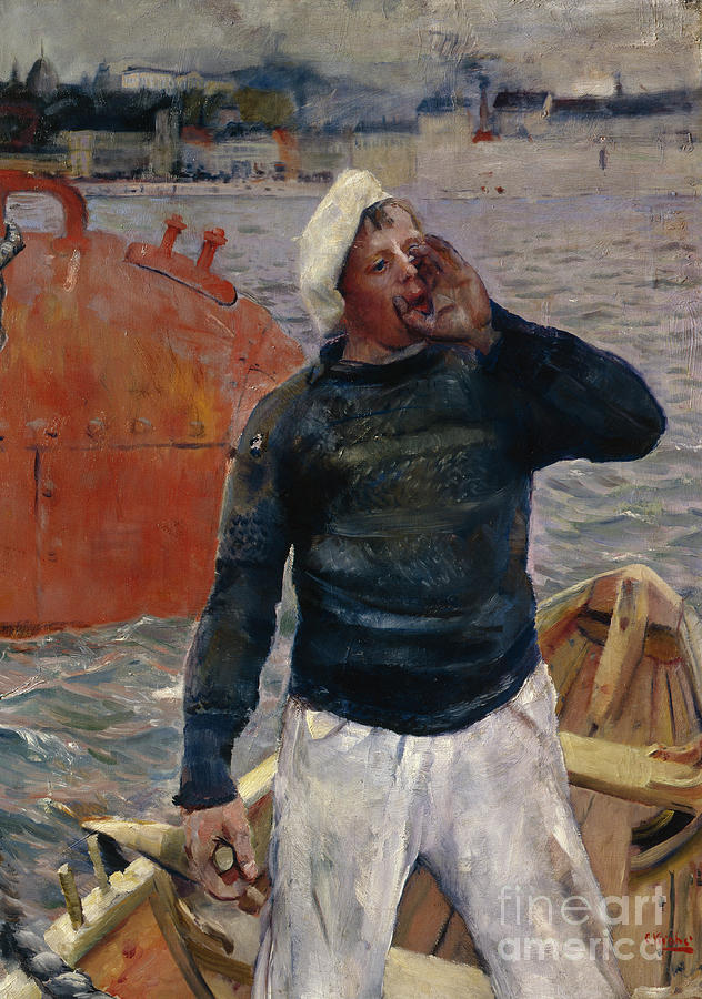 Haul in, 1893 Painting by O Vaering by Christian Krohg