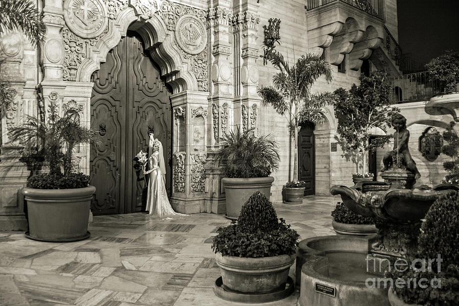 Haunted by History - Bride at Door - Chapel - Alt Sepia version Mission Inn - Craig Owens Photograph by Sad Hill - Bizarre Los Angeles Archive