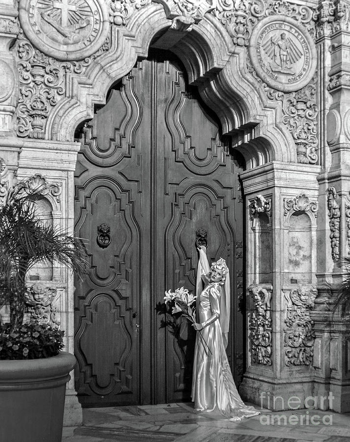 Haunted by History - Lonesome Bride at Chapel - Black and White - Mission Inn - Riverside CA  Photograph by Sad Hill - Bizarre Los Angeles Archive