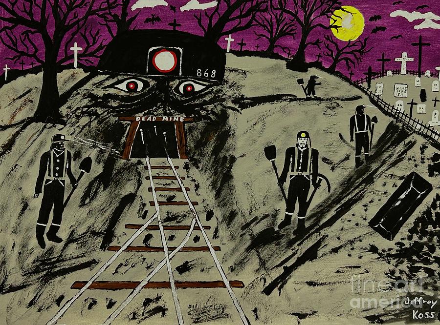 Haunted  Halloween Coal Mine Painting by Jeffrey Koss Painting by Jeffrey Koss