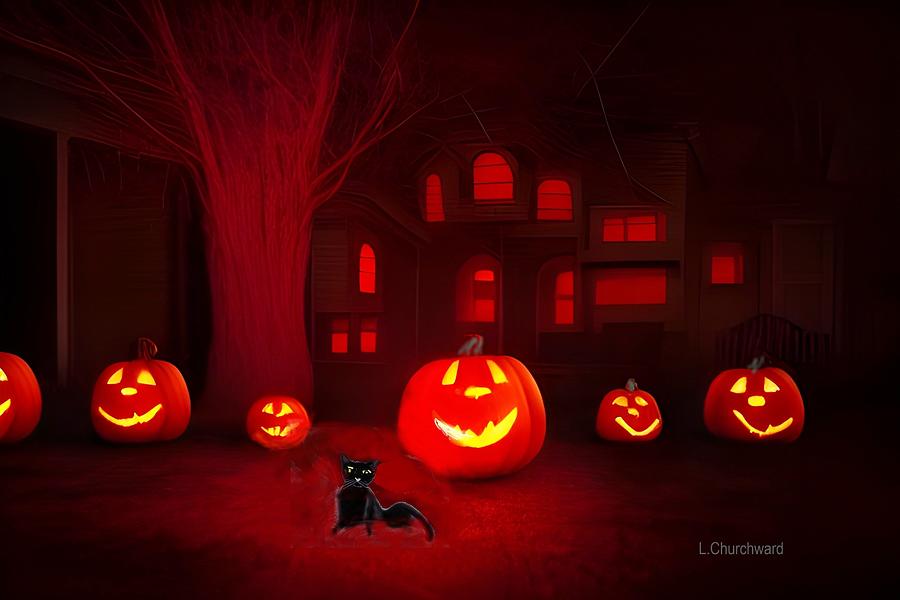 Haunted Halloween House Mixed Media by Lois Churchward Fine Art America