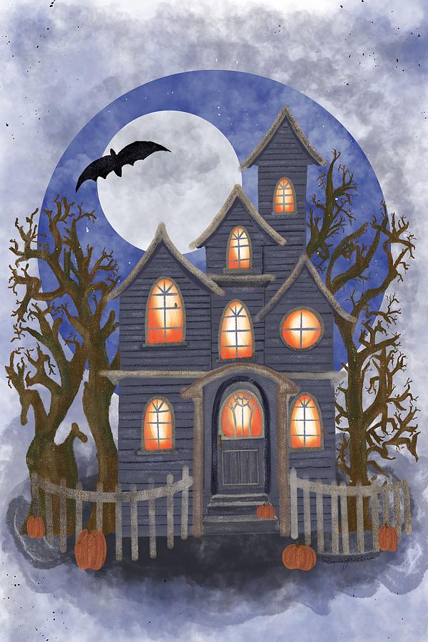 Haunted Halloween House Painting by Pamela Williams