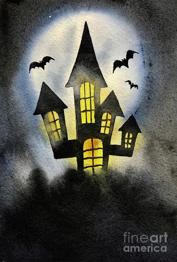 Haunted House Spooky Halloween Mansion Digital Art by Amusing DesignCo