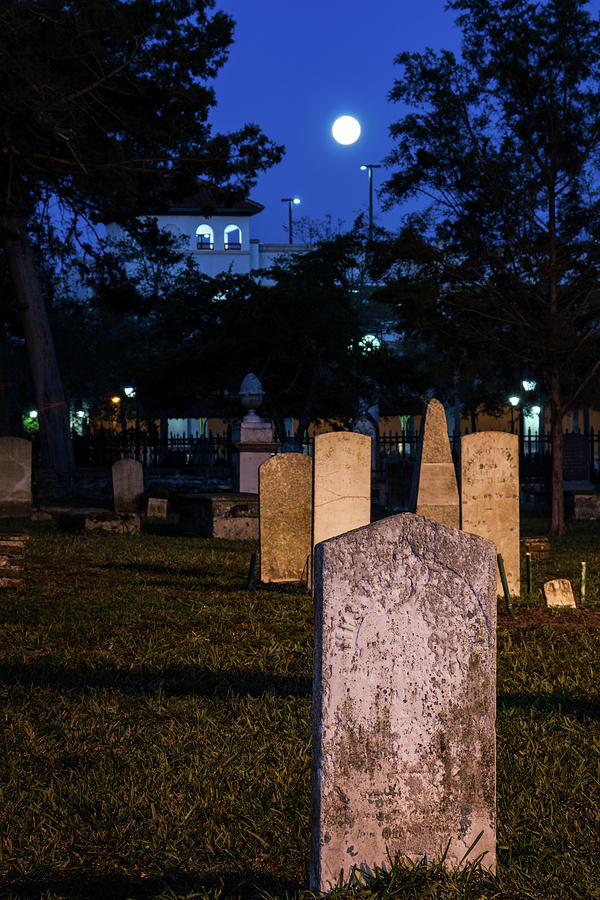 Haunted Huguenot Cemetery under a Full Moon  Photograph by Dawna Moore Photography